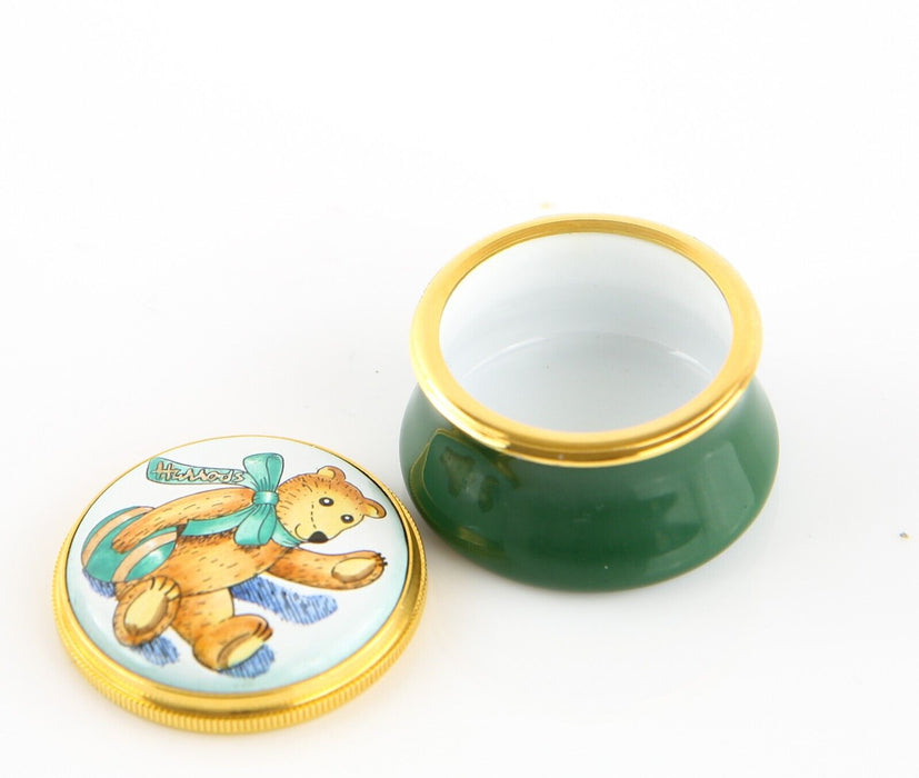 STAFFORDSHIRE 'HARRODS' BEAR ENAMEL TRINKET PILL JEWELLERY BOX