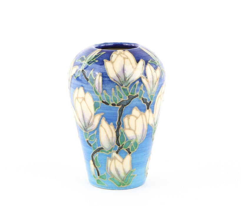 SALLY TUFFIN for DENNIS CHINAWORKS - WHITE MAGNOLIA TUBELINED OVOID VASE