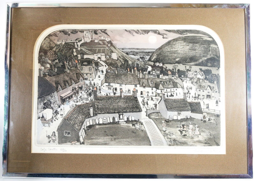 GRAHAM CLARKE, 'CORFE CASTLE', LIMITED EDITION ETCHING PRINT 224/250, SIGNED