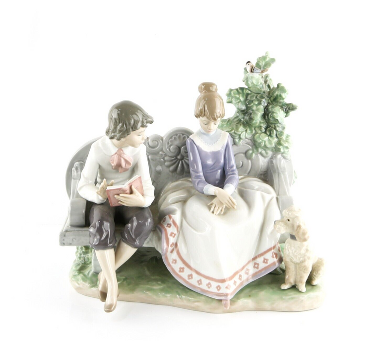 LLADRO 'POETRY OF LOVE' GIRL BOY DOG LARGE FIGURE MODEL 5442, BOXED