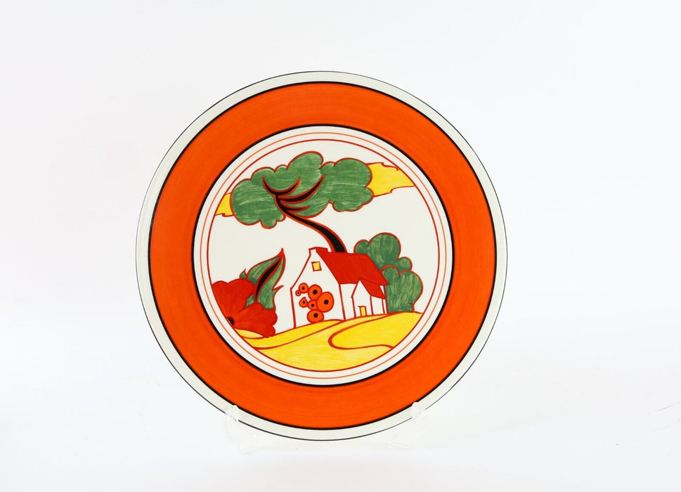 CLARICE CLIFF BY WEDGWOOD 'RED ROOFS' LARGE CHARGER PLATE DISH, BOXED & COA