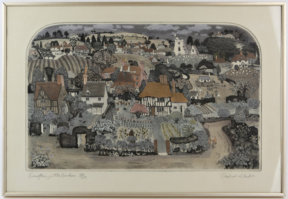 GRAHAM CLARKE, 'EVERYTHING IN THE GARDEN', LIMITED EDITION ETCHING PRINT, SIGNED