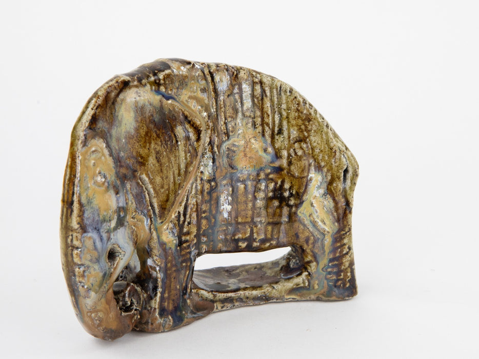 DENISE WREN, OXSHOTT POTTERY - ELEPHANT, STUDIO ART FIGURE MODEL, SIGNED