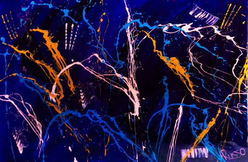 ANTONIO RUSSO, 'FIREWORKS AT DUSK - KANYE WEST', LARGE ABSTRACT ACRYLIC PAINTING