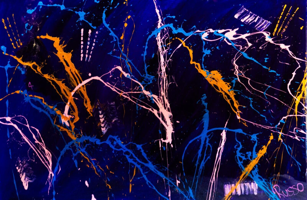 ANTONIO RUSSO, 'FIREWORKS AT DUSK - KANYE WEST', LARGE ABSTRACT ACRYLIC PAINTING