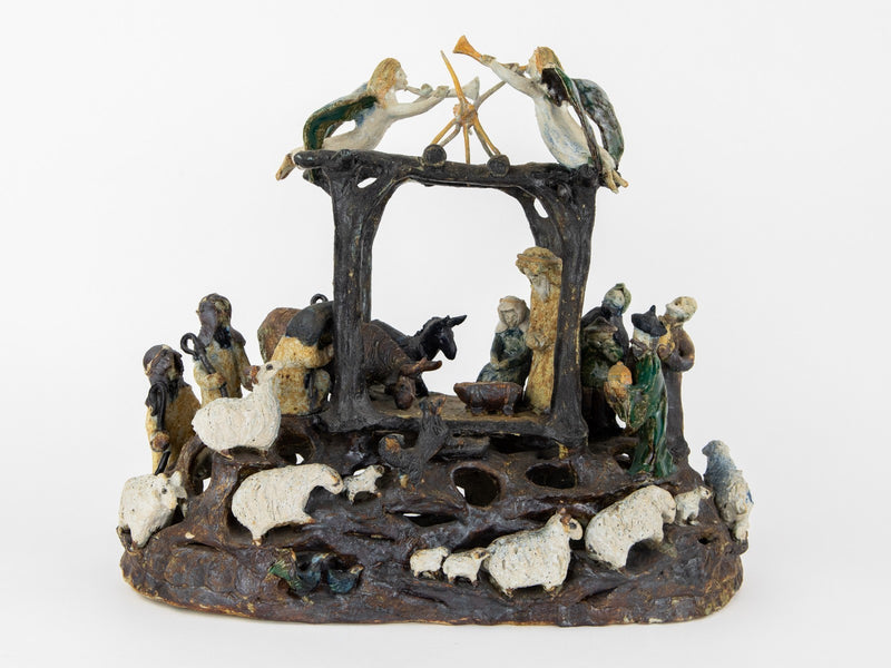OXSHOTT POTTERY - CHRISTMAS NATIVITY, LARGE STUDIO ART FIGURE MODEL SCULPTURE