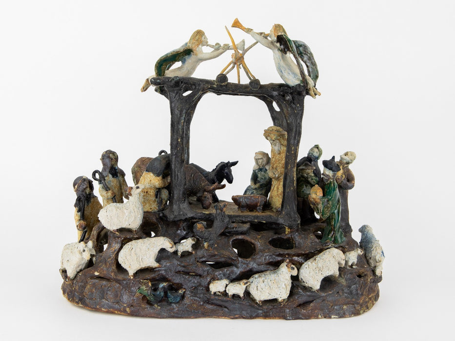 OXSHOTT POTTERY - CHRISTMAS NATIVITY, LARGE STUDIO ART FIGURE MODEL SCULPTURE