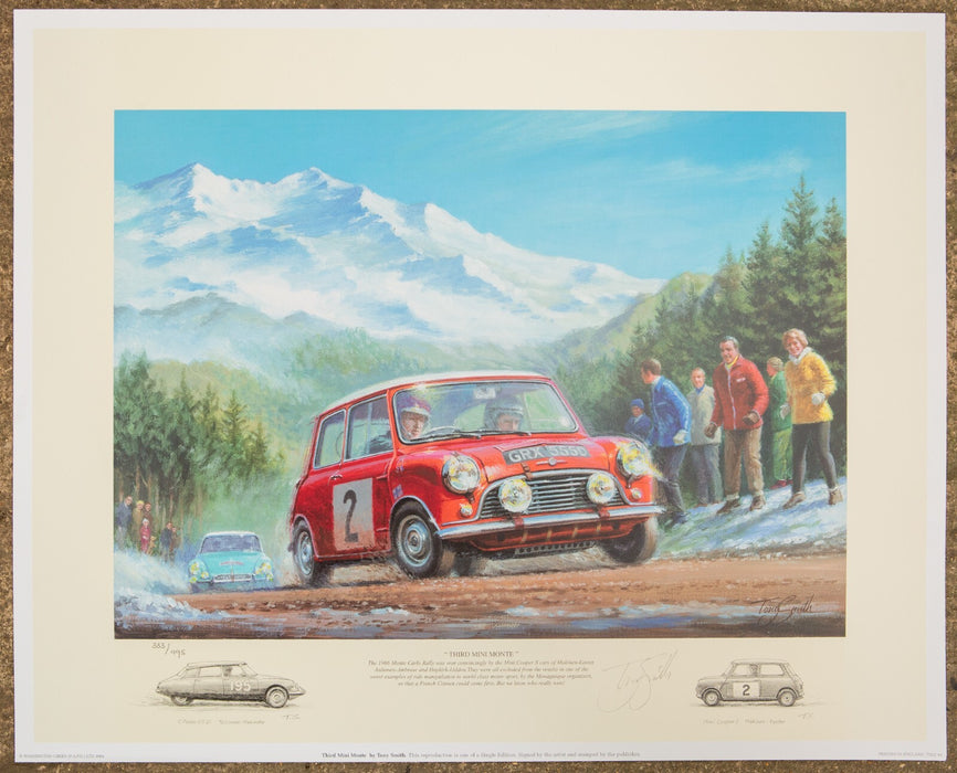 TONY SMITH, 'THIRD MINI MONTE', LIMITED EDITION CLASSIC CAR RALLY PRINT 33/495
