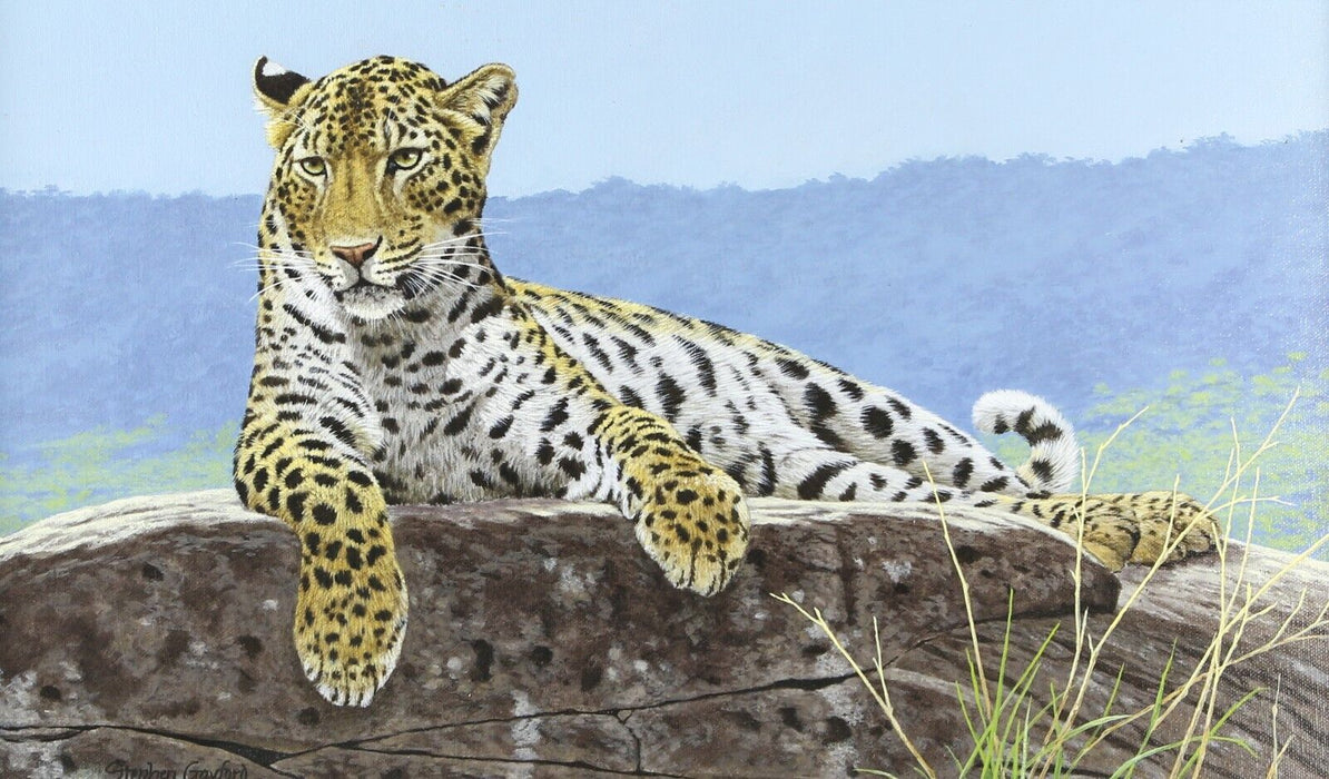 STEPHEN GAYFORD, 'SOLITUDE - AFRICAN LEOPARD', ORIGINAL ACRYLIC PAINTING, SIGNED