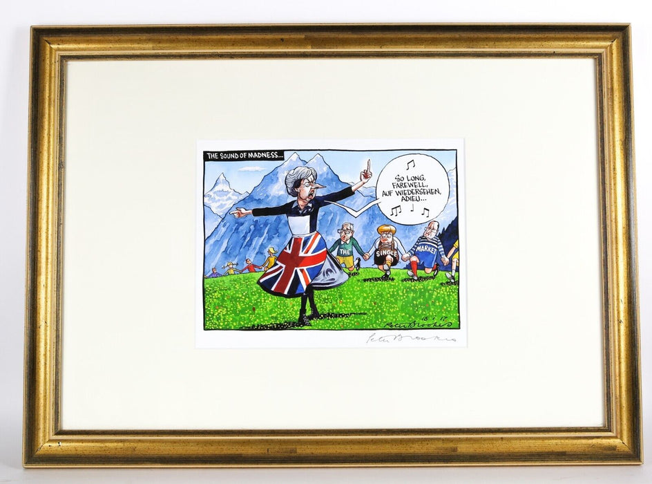 PETER BROOKES, 'THE SOUND OF MADNESS', THERESA MAY, SATIRICAL CARTOON PRINT