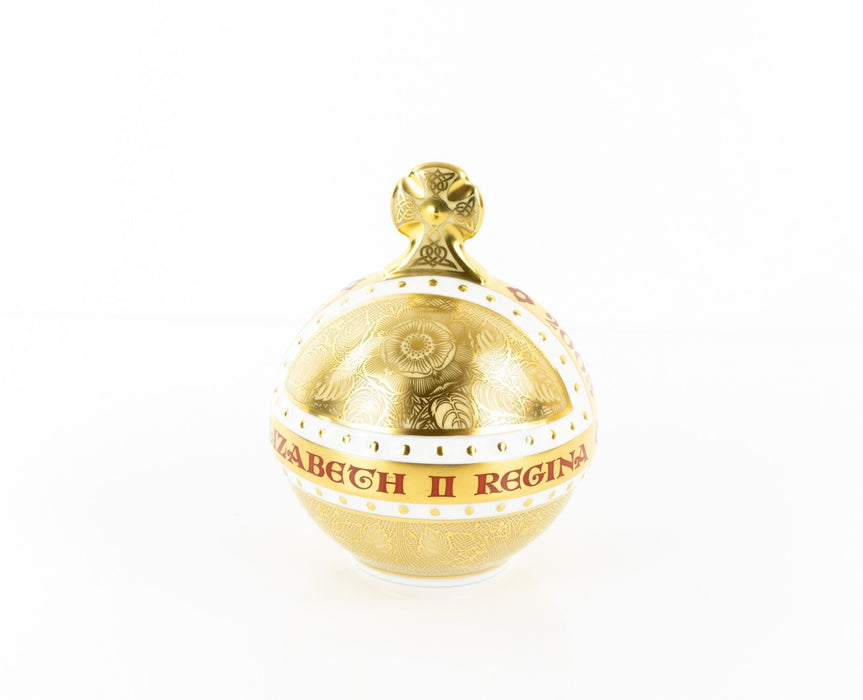 ROYAL CROWN DERBY - ERII QUEEN 50TH ANNIVERSARY OF CORONATION ORB PAPERWEIGHT