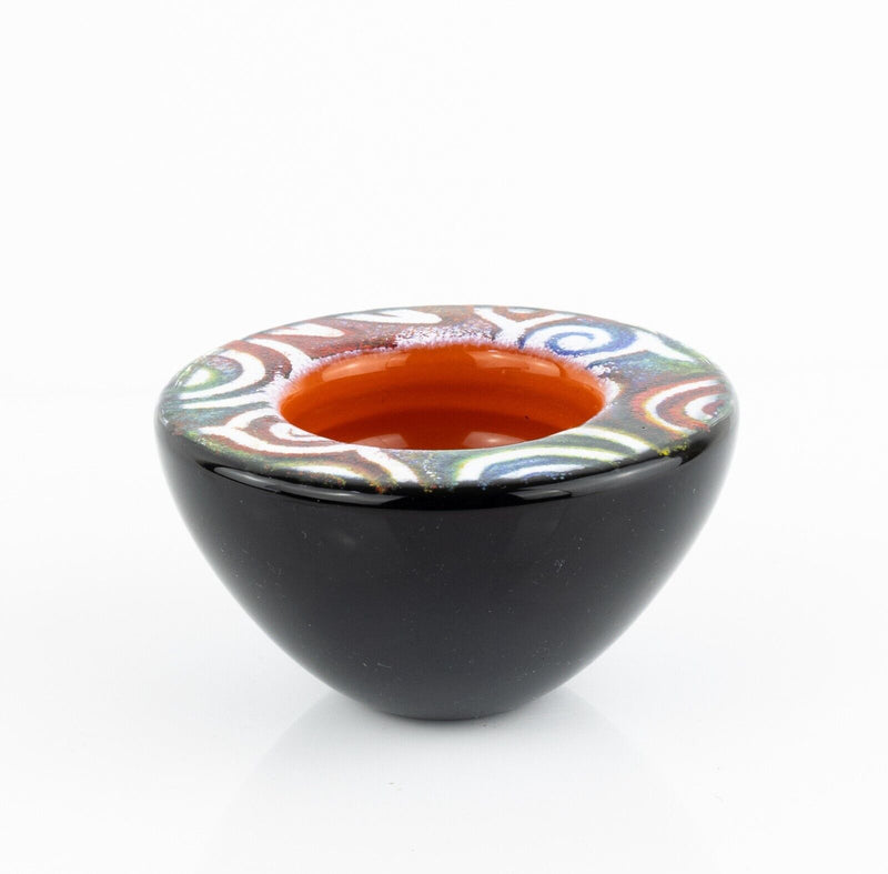 TIMOTHY HARRIS FOR ISLE OF WIGHT 'SGRAFFITO' GLASS JAZZ BOWL DISH VASE, SIGNED