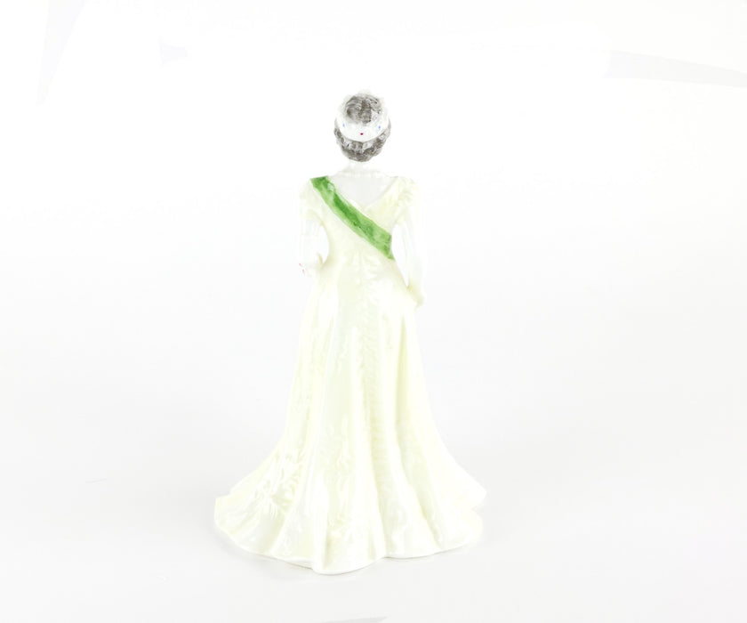COALPORT - HM QUEEN ELIZABETH THE QUEEN MOTHER IN LIME GREEN DRESS FIGURE
