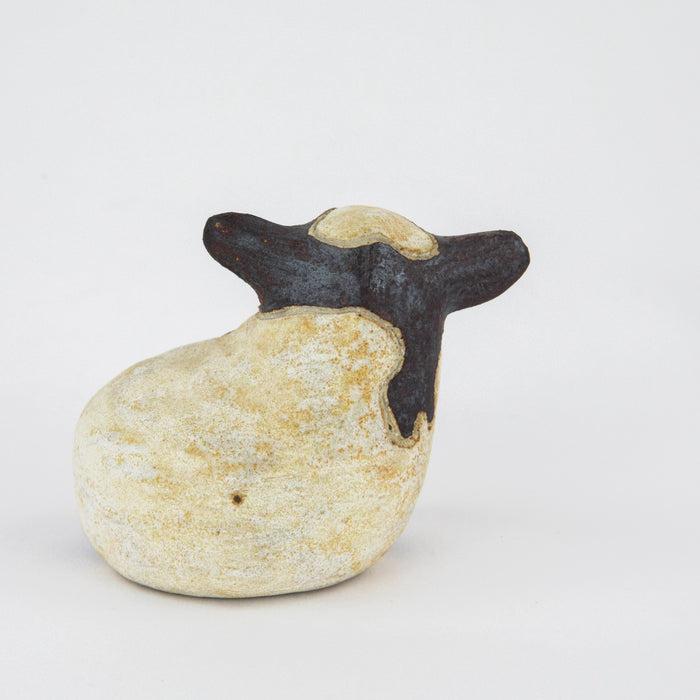 ROSEMARY WREN, OXSHOTT POTTERY - CALF, STUDIO ART COW FIGURE MODEL, SIGNED