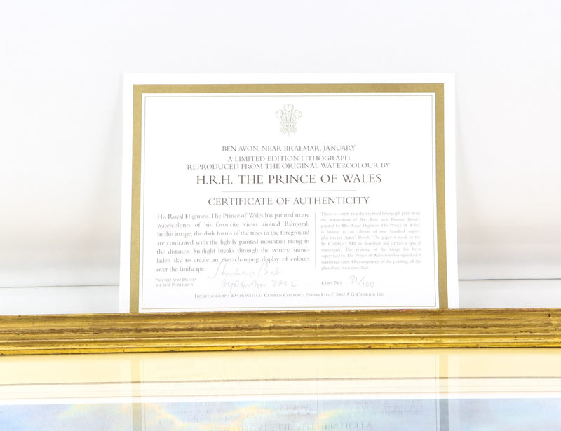 KING CHARLES III / PRINCE OF WALES 'BEN AVON' SIGNED LIMITED EDITION PRINT 81/100 & COA