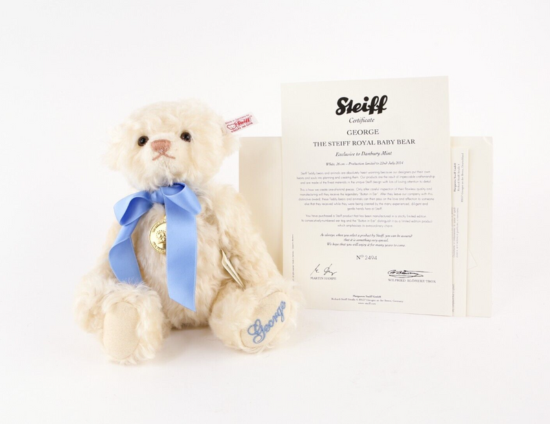 STEIFF 'GEORGE' DANBURY MINT LIMITED EDITION ROYAL BABY TEDDY BEAR 664113 & COA