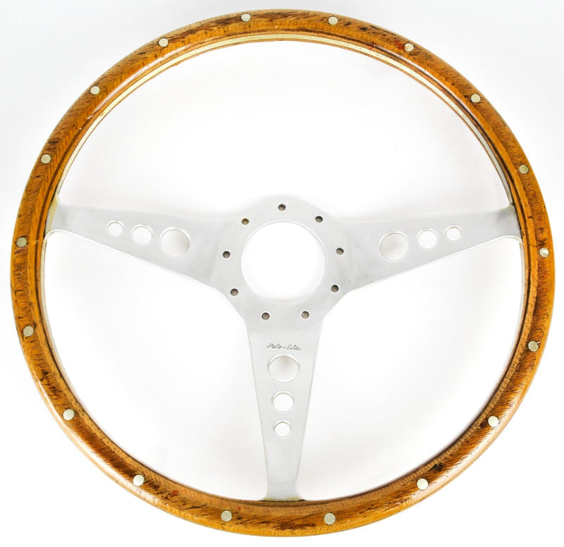 MOTO-LITA - VINTAGE WOOD RIM T-SPOKE CLASSIC CAR STEERING WHEEL 14"