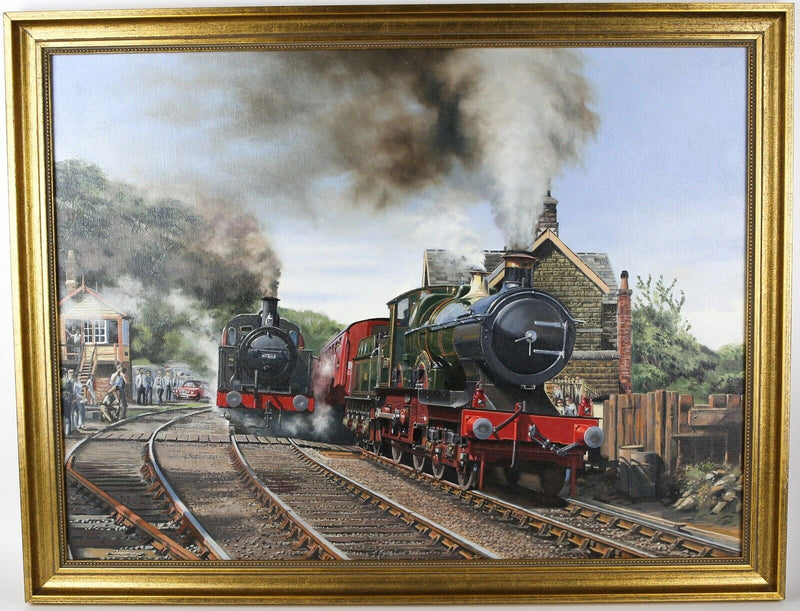 BARRY J FREEMAN, 'LIVING LEGEND', GWR CITY CLASS TRURO & LMS JINTY, OIL PAINTING