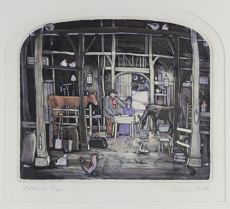 GRAHAM CLARKE, 'STABLE LAD', LIMITED EDITION ETCHING PRINT 138/400, SIGNED