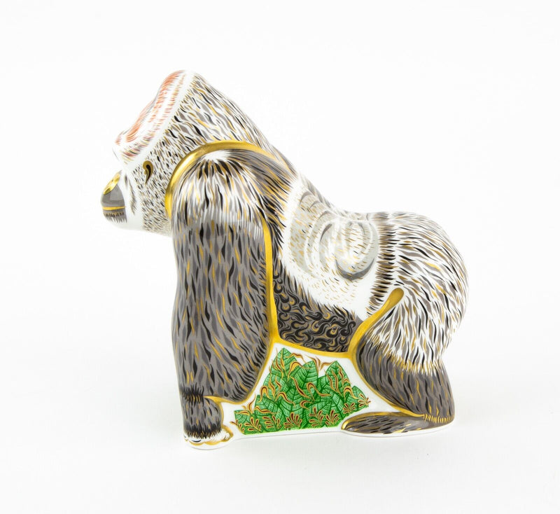 ROYAL CROWN DERBY ’MOUNTAIN GORILLA' PAPERWEIGHT FIGURE MODEL & GOLD STOPPER