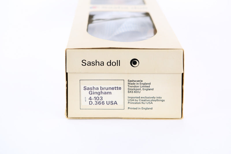 TRENDON SASHA DOLL - BRUNETTE GINGHAM GIRL BROWN 4-103 D.366 USA, BOXED