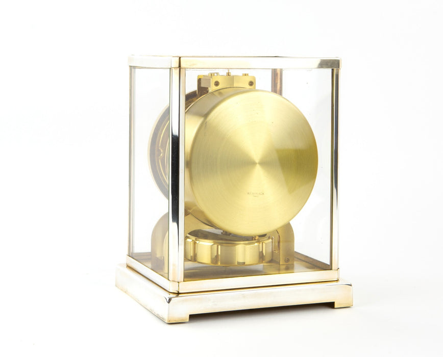 JAEGER LECOULTRE ATMOS RHODIUM PLATED SILVER COLOUR BRACKET MANTEL CLOCK, BOXED