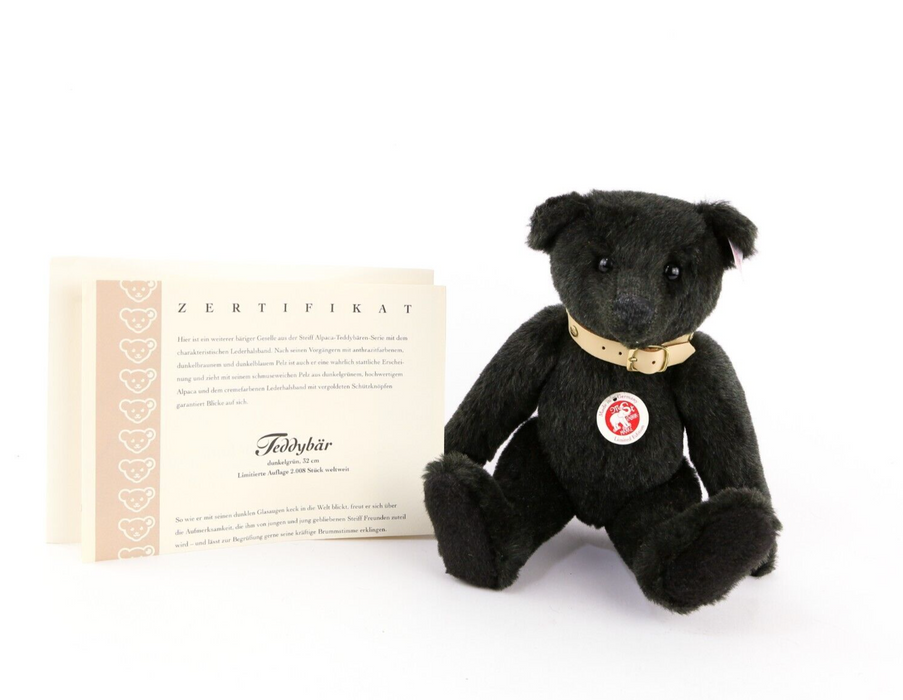 STEIFF 'TEDDYBÄR DUNKELGRÜN' 2008 LIMITED EDITION TEDDY BEAR 038365 & COA