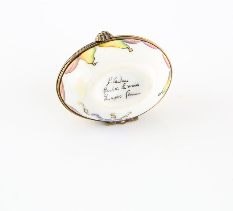 LIMOGES, FRANCE GOLD FRUIT EGG ENAMEL TRINKET PILL JEWELLERY BOX