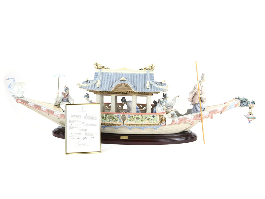 LLADRO 'KITAKAMI CRUISE' 1605 LARGE LIMITED EDITION BOAT FIGURE 236/500 & COA