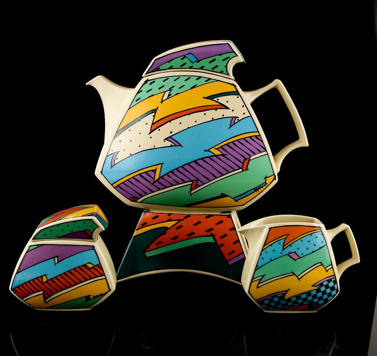 DOROTHY HAFNER, ROSENTHAL STUDIO LINE 'FLASH' TEA SET TEAPOT MILK JUG SUGAR BOWL