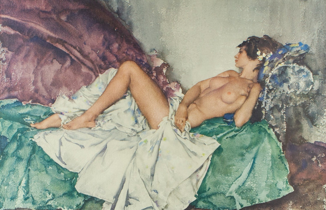 WILLIAM RUSSELL FLINT 'RECLINING NUDE III' LIMITED EDITION PRINT 599/850, SIGNED