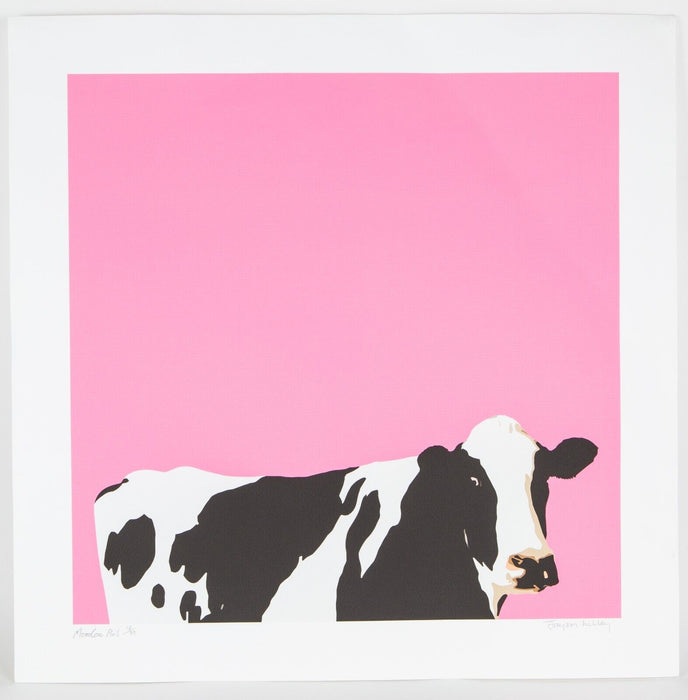 JAYSON LILLEY, 'MOOCOW PINK', LIMITED EDITION COW SCREEN PRINT 18/99, SIGNED