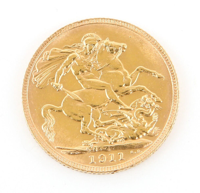 22ct GOLD GEORGE V 1911 FULL SOVEREIGN St GEORGE & DRAGON COIN