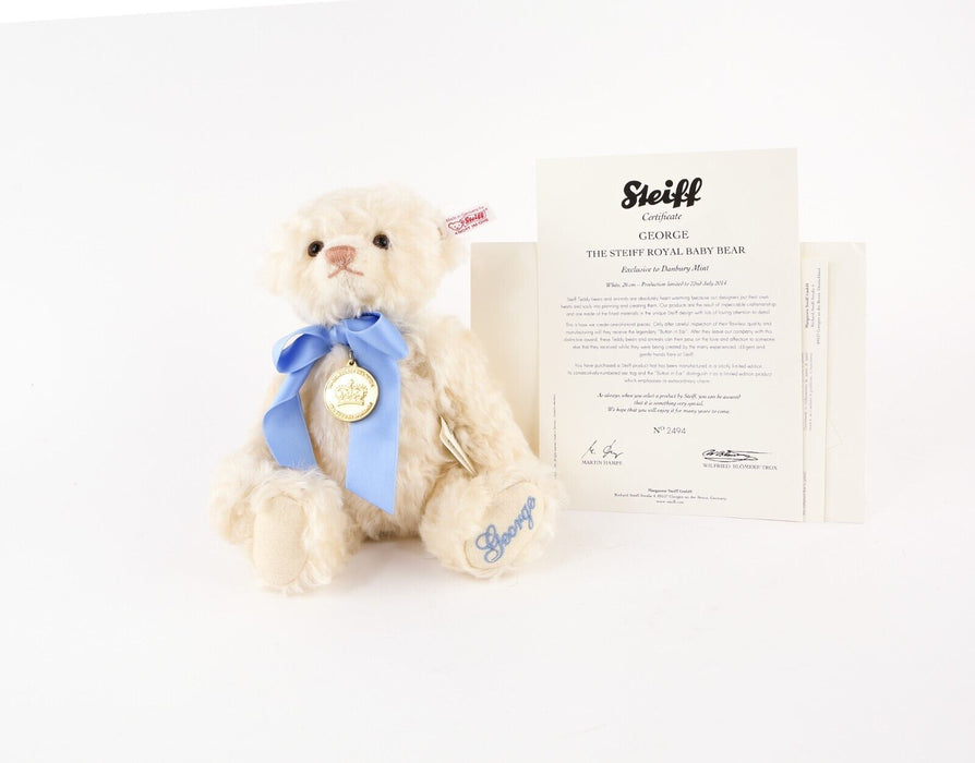 STEIFF 'GEORGE' DANBURY MINT LIMITED EDITION ROYAL BABY TEDDY BEAR 664113 & COA