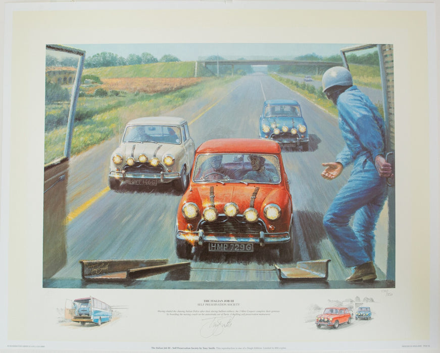 TONY SMITH, 'SELF PRESERVATION SOCIETY', CLASSIC MINI ITALIAN JOB PRINT 170/850