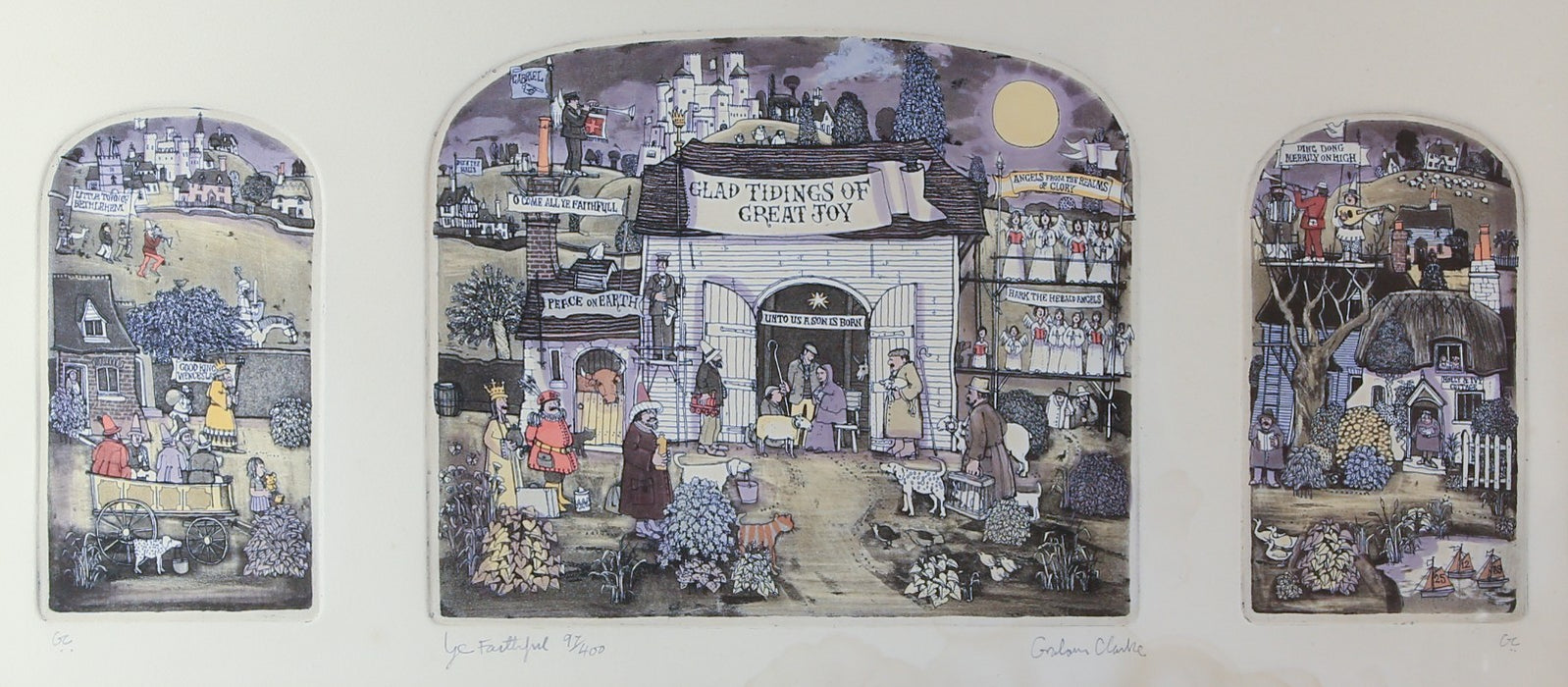 GRAHAM CLARKE 'YE FAITHFUL' LIMITED EDITION TRIPTYCH ETCHING PRINT 97/400 SIGNED