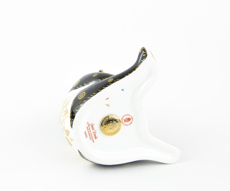 ROYAL CROWN DERBY ’GIANT PANDA' PAPERWEIGHT FIGURE MODEL & GOLD STOPPER