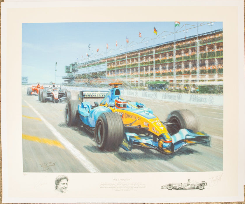 TONY SMITH, 'THE CHAMPIONS', LIMITED EDITION F1 PRINT 63/250, SIGNED