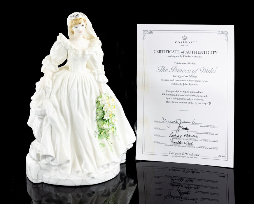 COALPORT 'DIANA, PRINCES OF WALES' SIGNATURE EDITION ROYAL BRIDES FIGURE & COA