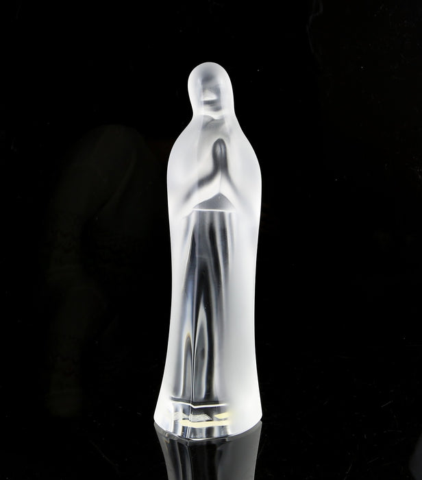 LALIQUE, FRANCE - 'VIRGIN MARY' MADONNA PRAYING LEAD CRYSTAL GLASS FIGURE SIGNED