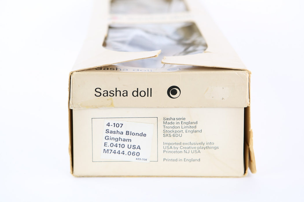 TRENDON SASHA DOLL - BLONDE GINGHAM GIRL 4-107 E.0410 USA M7444.060, BOXED