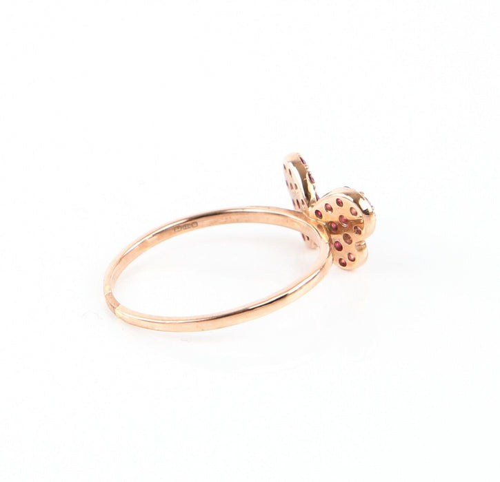 9ct ROSE GOLD & PINK STONE BUTTERFLY DRESS RING, 2g, HALLMARKED, SIZE R