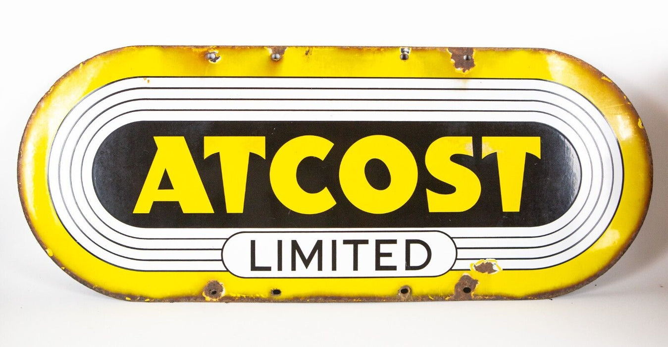 ATCOST - VINTAGE ENAMEL AGRICULTURAL PREFABRICATED BUILDINGS ADVERTISING SIGN