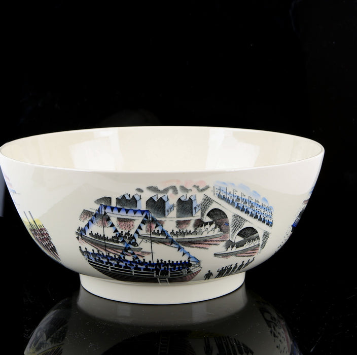 ERIC RAVILIOUS, WEDGWOOD 'BOAT RACE' 1975 LARGE LIMITED EDITION BOWL 175/200 COA