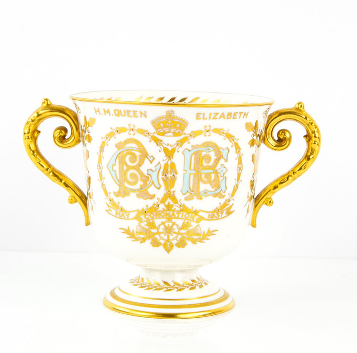 ROYAL CROWN DERBY - 1937 KING GEORGE VI CORONATION COMMEMORATIVE LOVING CUP