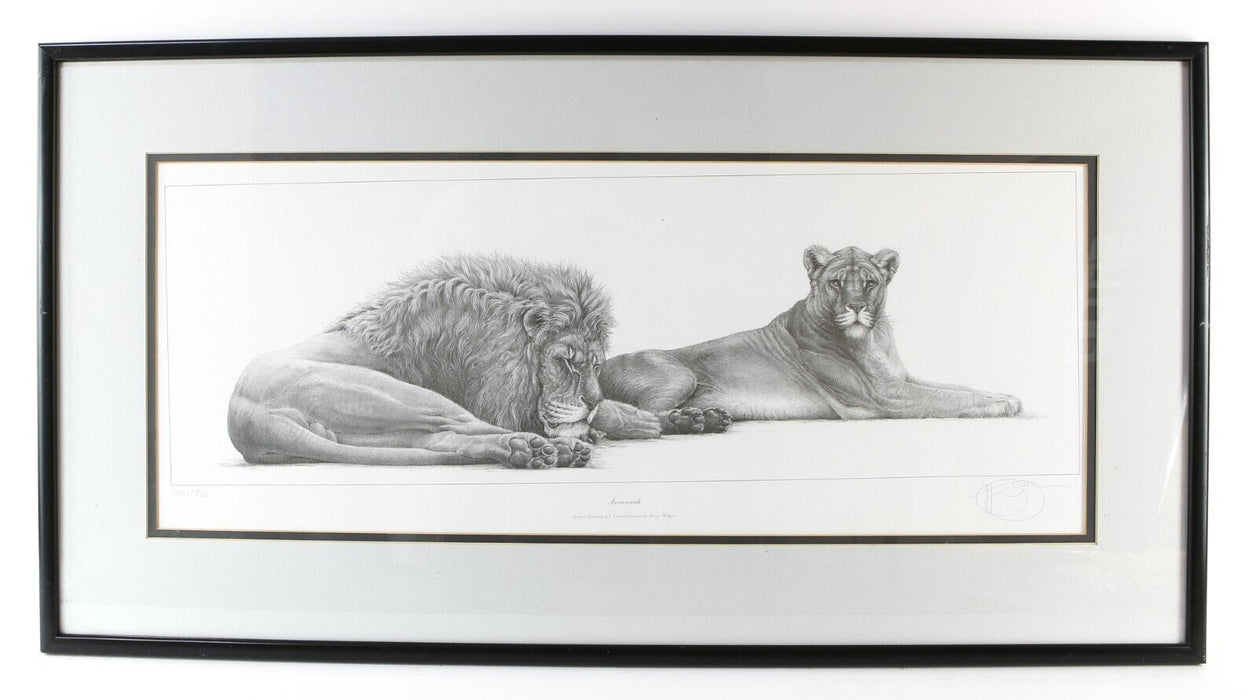 GARY HODGES 'SAVANNAH, LION & LIONESS' LIMITED EDITION PRINT 1116/1250, SIGNED