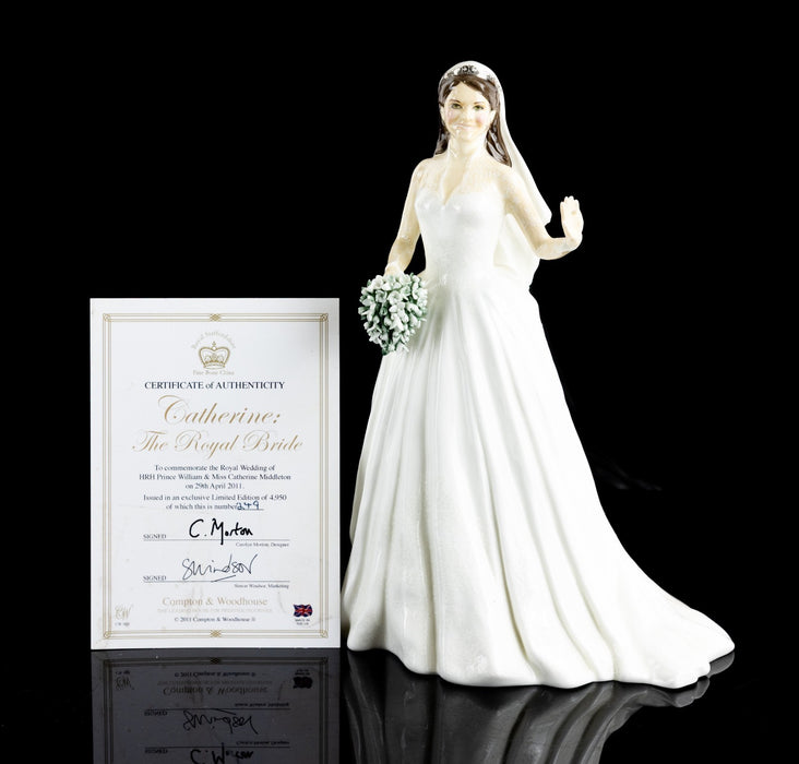 ROYAL STAFFORDSHIRE 'CATHERINE, THE ROYAL BRIDE' LIMITED EDITION FIGURE & COA