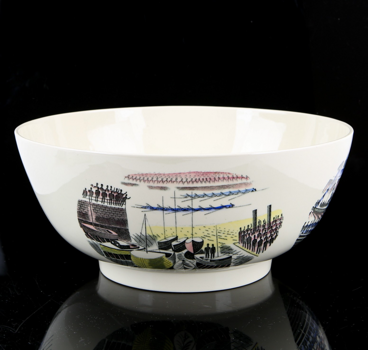 ERIC RAVILIOUS, WEDGWOOD 'BOAT RACE' 1975 LARGE LIMITED EDITION BOWL 175/200 COA