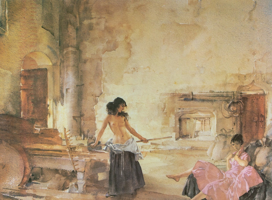 WILLIAM RUSSELL FLINT, 'IN A BURGUNDIAN GRANARY', LIMITED EDITION PRINT, SIGNED
