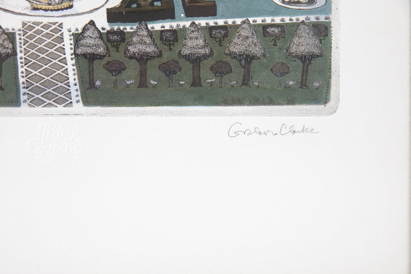 GRAHAM CLARKE 'HAMPTON TENNIS COURT' LIMITED EDITION PROOF ETCHING PRINT, SIGNED